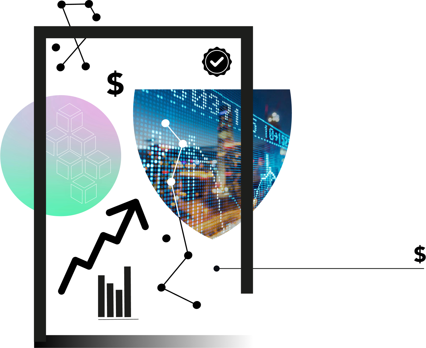 Financial elements with data visualization elements